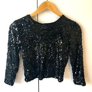 Dynamite cropped sequins top